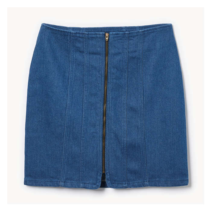 Women's Denim Zip-Up Mini Skirt